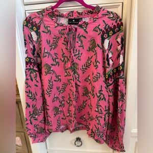 Emily Lovelock Pink Floral Women's Blouse